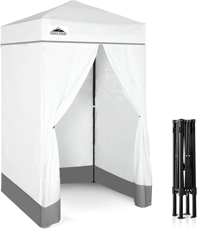 EAGLE PEAK Flex Ultra Compact 4x4 Pop-up Canopy, Sun Shelter, Changing Room, Portable Privacy Canopy Cabana for Pool, Fashion Photoshoots, or Camping, 4x4 ft, White