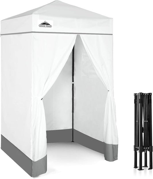 EAGLE PEAK Flex Ultra Compact 4x4 Pop-up Canopy, Sun Shelter, Changing Room, Portable Privacy Canopy Cabana for Pool, Fashion Photoshoots, or Camping, 4x4 ft, White