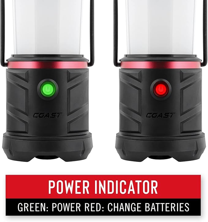 COAST EAL22 1250 Lumen Dual Color LED Emergency Light, Storm Proof, Power Bank, Durable for Outdoor & Survival - Compatible with 3 x D Batteries or ZX1010 Rechargeable Battery, Black