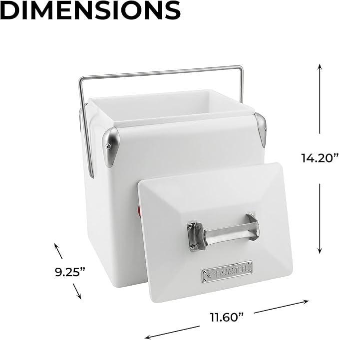Permasteel PS-A205-14PE-WT Picnic Cooler, 14 Quart, Pepsi White