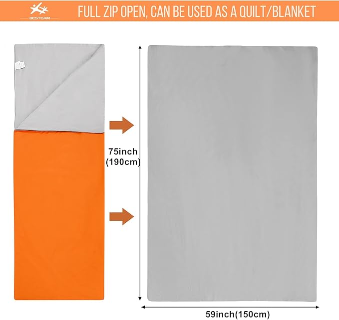 Warm Weather Sleeping Bag - Portable Waterproof Compact Lightweight, Packable for Kids, Teens Adults Camping Backpacking Hiking, Spring Summer Fall