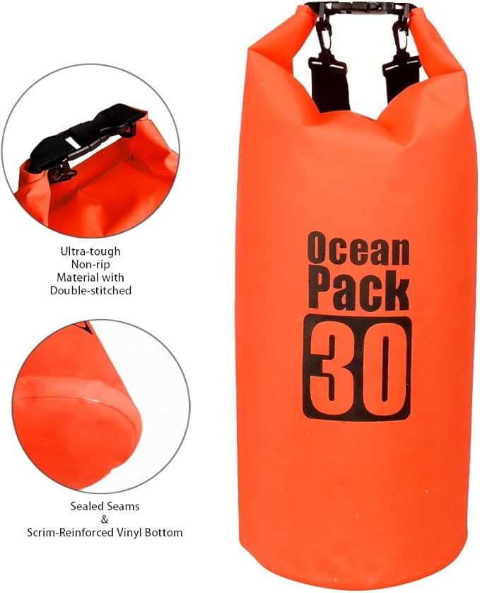 Dry Sack/Floating Waterproof Bag 2L/5L/10L/20L/30L for Boating, Kayaking, Hiking, Snowboarding, Camping, Rafting, Fishing and Backpacking