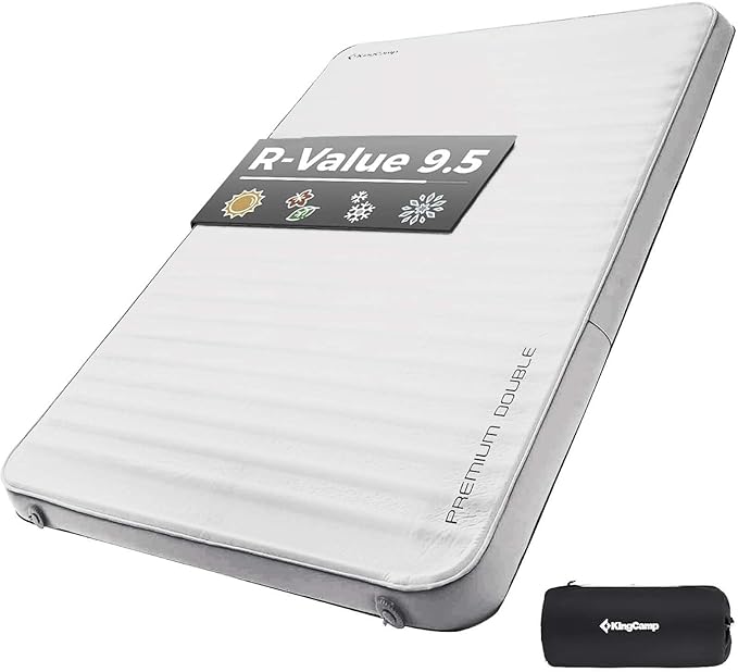 KingCamp Self Inflating Sleeping Pad for Camping Ultra Thick Double Single Foam Mattress High R Value Camping Air Pad Mat, Multi Colors & Sizes