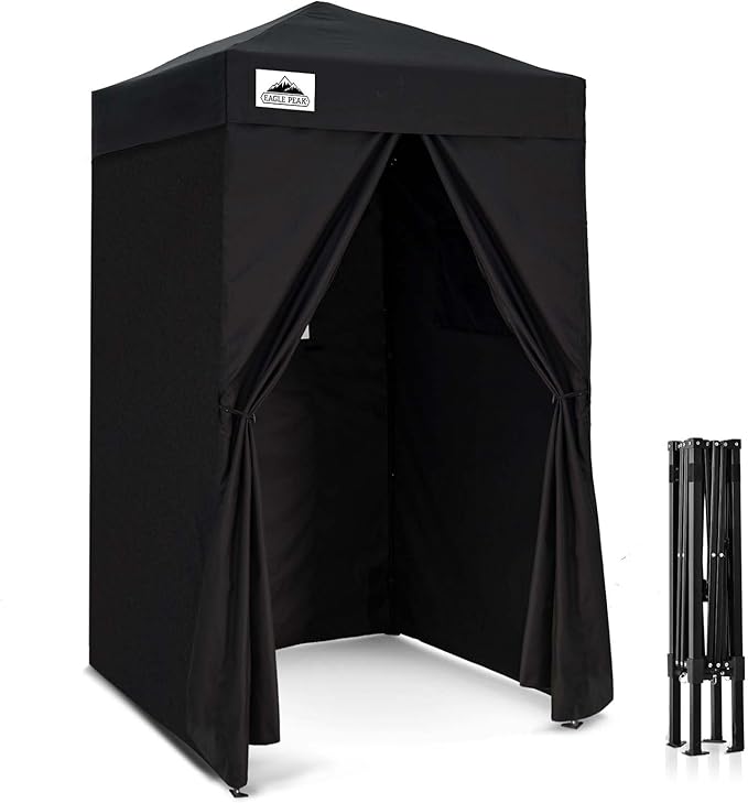 EAGLE PEAK Flex Ultra Compact 4x4 Pop-up Canopy, Sun Shelter, Changing Room, Portable Privacy Canopy Cabana for Pool, Fashion Photoshoots, or Camping, 4x4 ft, Black