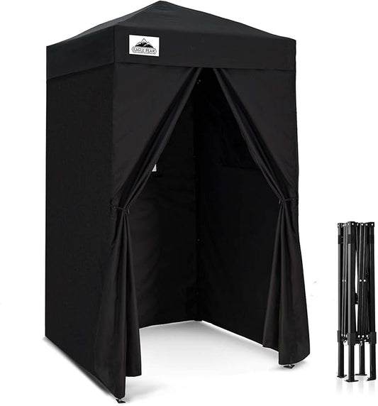 EAGLE PEAK Flex Ultra Compact 4x4 Pop-up Canopy, Sun Shelter, Changing Room, Portable Privacy Canopy Cabana for Pool, Fashion Photoshoots, or Camping, 4x4 ft, Black