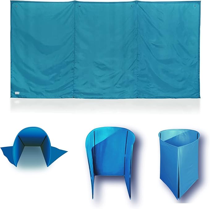 WallUp The Instant Outdoor Privacy Product, Versatile Privacy Tent, Works as a Privacy Screen, Wall Divider, Shelter, and Enclosure, Weather-Resistant, Durable, UV-Treated Cloth, 6' x 12', Aqua
