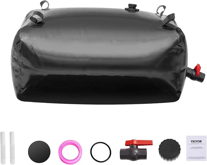VEVOR 240L/63.4 Gallon Water Storage Bladder, Portable RV Water Tank, 1000D PVC Collapsible Water Storage Containers, Soft Water Storage Bag, Water Bladder,Camping, Emergency Water