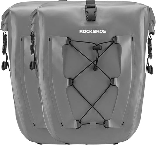 ROCKBROS Bike Panniers Waterproof Bike Rear Rack Bag Max 30L Large Capacity Bike Rear Panniers for Cycling Traveling Commuting