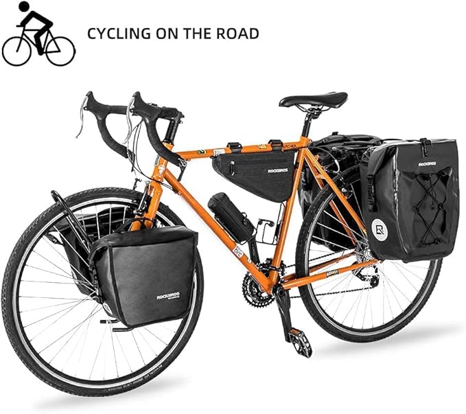 ROCKBROS Front Roller Panniers Bag Front Rack Bike Bag Sturdy Shelf Package with Carrying Handle & Free Shoulder Strap for Touring Picnic Commuting 1 Pair