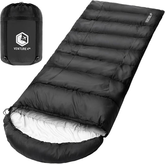 VENTURE 4TH Backpacking Sleeping Bag – XXL, Double and Single Sizes - Lightweight Warm & Cold Weather Sleeping Bags for Adults, Kids & Couples – Ideal for Hiking, Camping & Outdoor Adventures