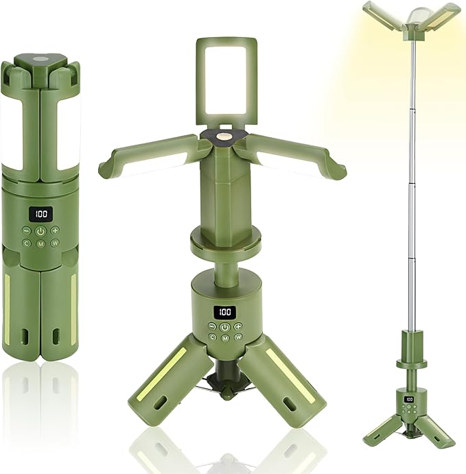 Rechargeable Camping Light 14000mAh, Telescoping Light Camping Lantern 6000LM, Waterproof Magnetic Camping Essentials, Dimmable, Foldable, Multi-Mode for Outdoor, Emergency, Hiking, Car Repair