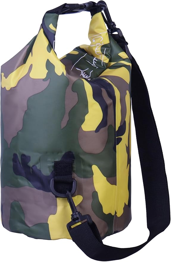 Waterproof Dry Bag Combo 5-30L Roll Top Dry Storage Bag Backpack for Kayaking Boating Beach Camping Travel Fishing, w/Phone Case & Collapsible Water Bottle & Sunglasses & Ear Band,Yellow 5L