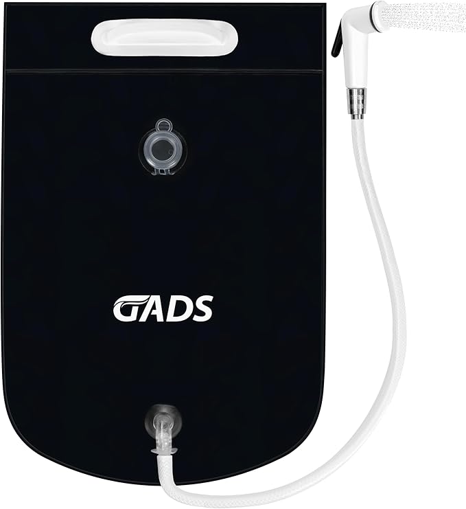 Portable Hair Washing Station, 2.5 GL Bedside Shower Water Bag for Hair Washing in Bed, Use with Inflatable Shampoo Basin, Inflatable Hair Washing Basin, Inflatable Bathtub - Black