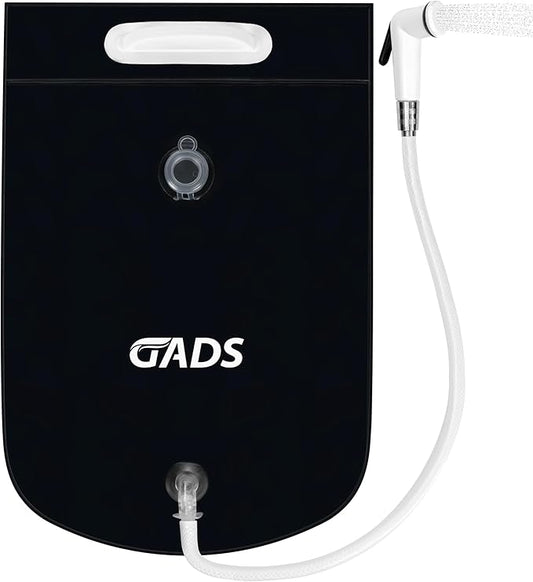 Portable Hair Washing Station, 2.5 GL Bedside Shower Water Bag for Hair Washing in Bed, Use with Inflatable Shampoo Basin, Inflatable Hair Washing Basin, Inflatable Bathtub - Black