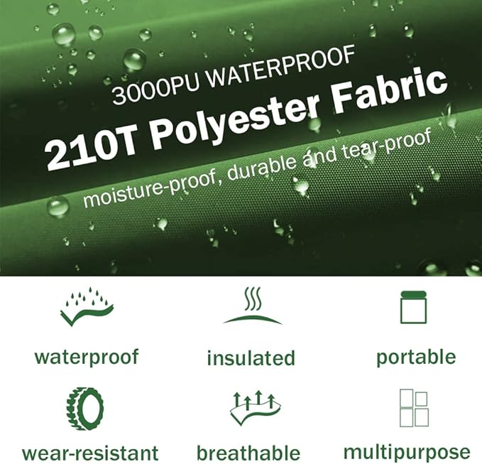 Tent Footprint + 4 Person Pop Up Tent, Waterproof Tent & 13x9 FT Large Size Ground Cloth for Camping Hiking Picnic