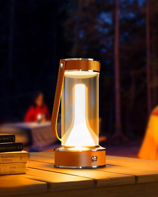ROSHWEY Rechargeable Table Lamp, Portable Camping Lantern Dimmable Small Nightlight for Indoor Outdoor, Home Emergencey and Outages Lights, Orange Handle