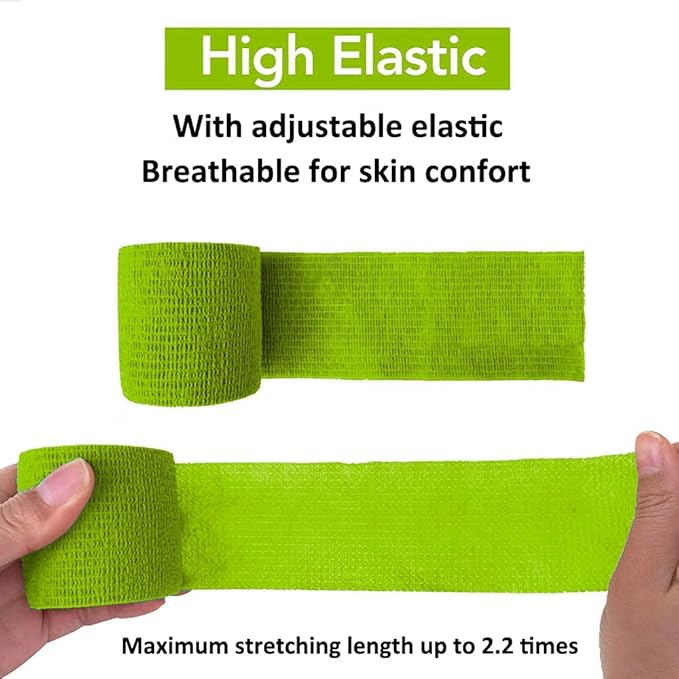 ESUPPORT 2 Inches X 5 Yards Self Adherent Cohesive Wrap Bandages Strong Elastic First Aid Tape for Wrist Ankle Pack of 10