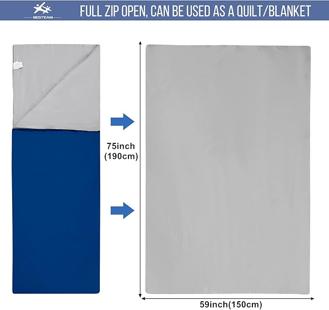 Warm Weather Sleeping Bag - Portable Waterproof Compact Lightweight, Packable for Kids, Teens Adults Camping Backpacking Hiking, Spring Summer Fall