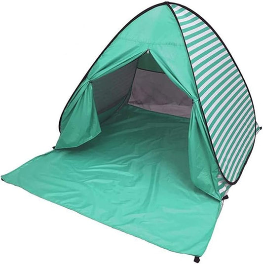 YBK Tech New Stripe Style Automatic Pop Up Beach Tent UV Protection Instant Portable Quick Cabana Sun Shelter for 2-3 Persons (Green)