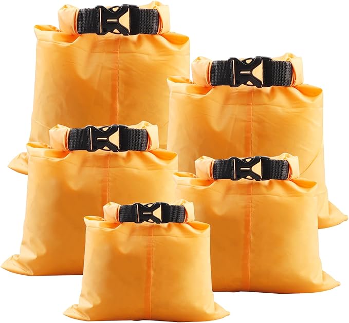 Pimoys 5 Pack Waterproof Dry Sacks, Lightweight Outdoor Dry Bags Ultimate Dry Bags for Kayaking Rafting Boating Camping (1.5L, 2.5L, 3.5L, 4.5L, 6L)