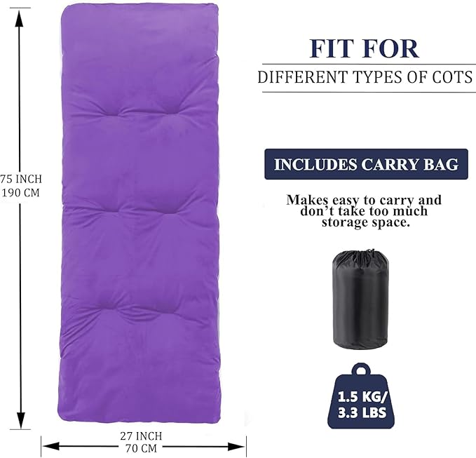 Gehannah Thick Camping Sleeping Pad, Soft Comfortable Microfiber Camping Cot Pads for Adults, Lightweight Foldable Sleeping mats for Traveling Hiking Backpacking Traveling