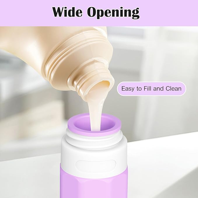 Redfly 17PCS Travel Bottles for Toiletries, TSA Approved Travel Size Containers, Leak Proof Travel Containers for Toiletries, Silicone Travel Kit for Shampoo, Conditioner, Lotion & Creams Purple