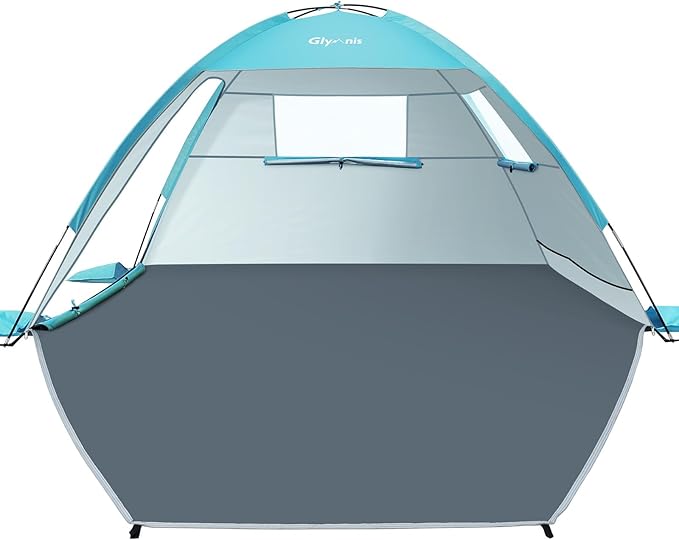Beach Tent Sun Shelter for 3 Person with UPF 50+ UV Protection, Lightweight & Easy Setup Beach Shade Canopy with Vent Windows & Zippered Door