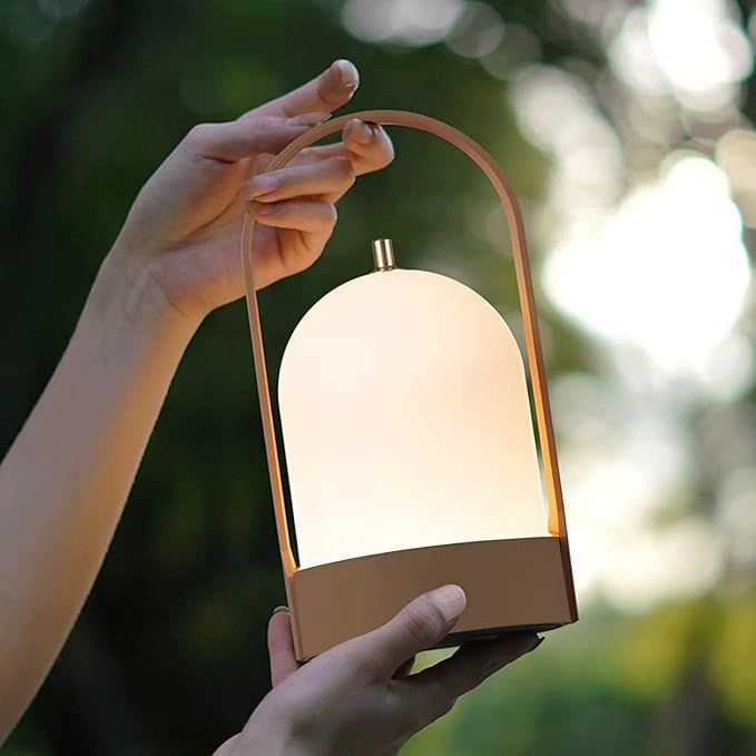 Tubicen Portable LED Cordless Rechargeable Lantern Table Lamp, 4000mAh Powerful Battery Operated Bedside Table Lamps, 4 Levels Touch Dimmable Night Light for Home Camping Dining Room Bedroom