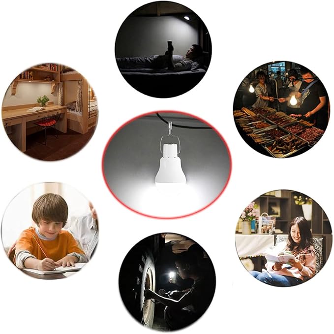 FLRONGSUN Solar Light Bulb Portable 350LM Solar Powered Camping Light Led Lantern Outdoor for Lamp Light Hiking Fishing Tent Indoor Shed Chicken Coop Hurricane Emergency With USB Chargeable(Pack of 2)