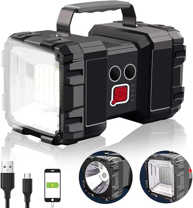 AlpsWolf Rechargeable Flashlight, LED Spotlight Flashlight 10000 Capacity 1200LM 20h Ultra-Long Standby 3+4 Lights Modes Camping Flashlight Waterproof with USB Output as a Power Bank