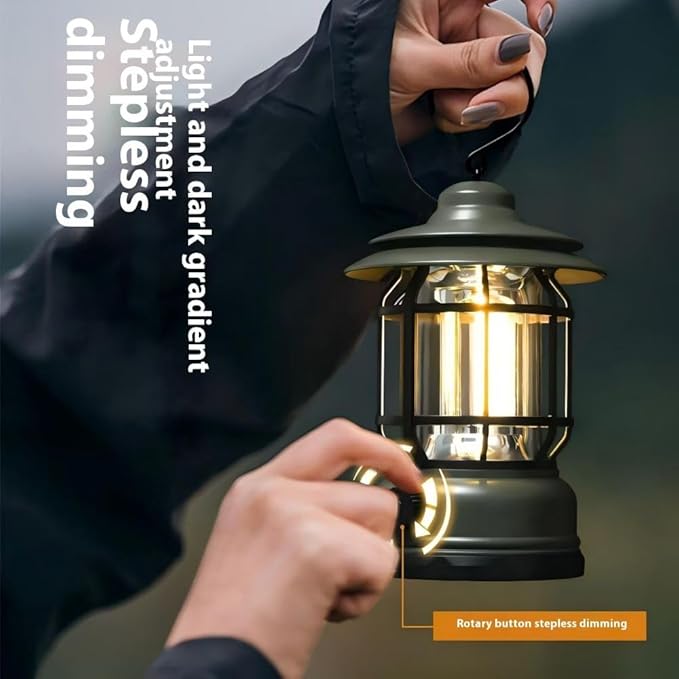 Rechargeable Camping Lantern,Outdoor Camping Light with USB Charging Port,Fearless of Wind and rain,Suitable for Garden,Courtyard,and Lawn Use(Green)