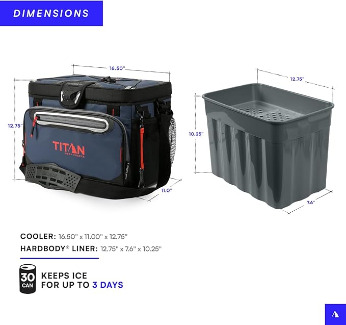 Arctic Zone Titan Deep Freeze Cooler - Zipperless Hardbody Cooler - Small & Large Capacity- Beach & Camping Cooler - Deep Freeze Insulation, HardBody Liner, and SmartShelf