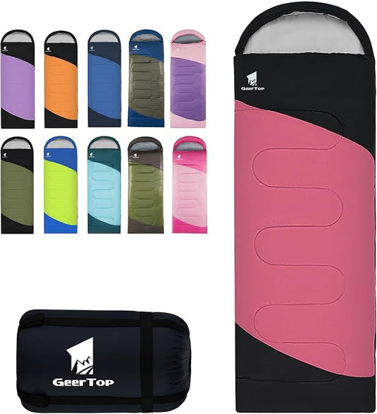 GEERTOP Backpacking Sleeping Bag for Camping, Lightweight Sleeping Bags for Adults Kids Summer Warm Cold Weather Hiking Travel