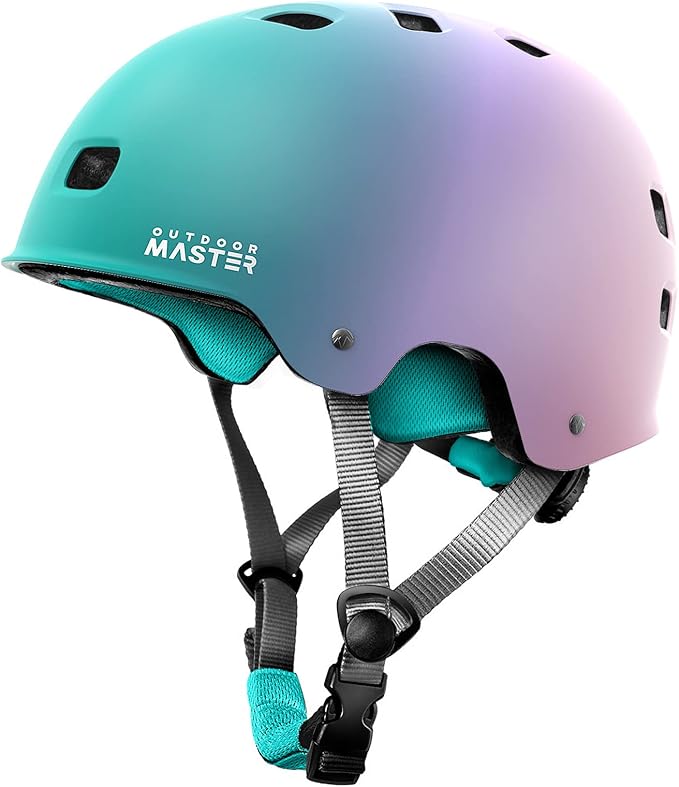 OutdoorMaster Skateboard Cycling Helmet - Two Removable Liners Ventilation Multi-Sport Scooter Roller Skate Inline Skating Rollerblading for Kids, Youth & Adults