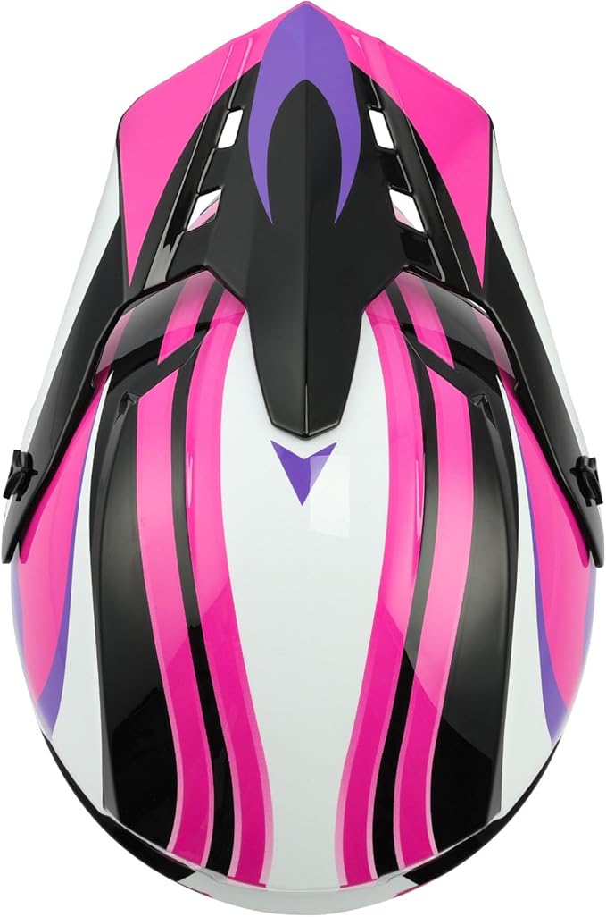 TCT-MOTORPARTS DOT Youth Kids Motocross ATV Full Face Helmets for Offroad Street Dirt Bike Go-Kart BMX MX Rose Red X-Large