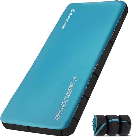 Kingcamp Air & Foam Sleeping Pad for Camping, 4" Portable Compact Inflatable Camping Mattress, High Support 4-Season Silent Sleeping Mat with Double-layer, 4.9 R-Value for Camping, Tent, Glamping