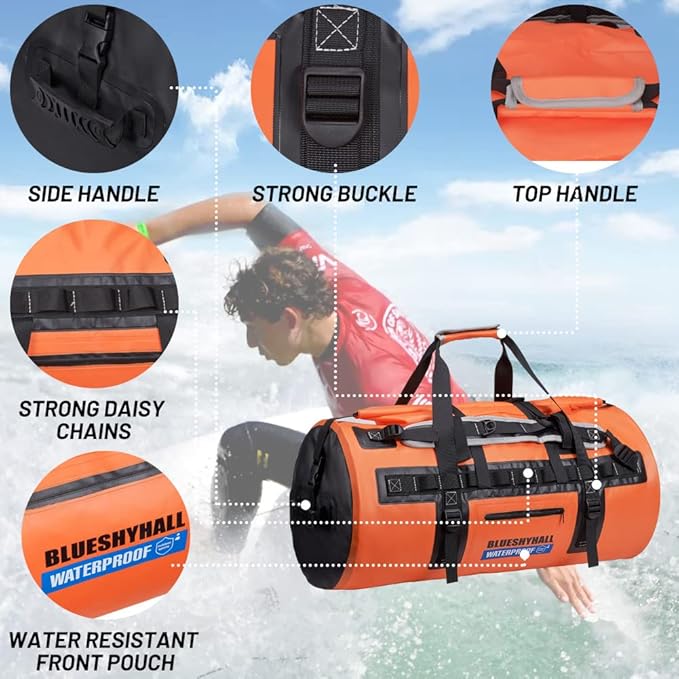 XhuangTech Waterproof Dry Bag,60L Outdoor Gym Bags Shoulder Bag&Handbag Dry Backpack Duffle Bags Water-Resistant Travel Sling Bag For Kayaking, Rafting, Boating, Swimming, Camping, Hiking