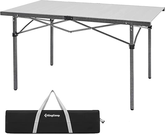 KingCamp Aluminum Folding Camp Table - Lightweight, Portable, Roll Up for Outdoor Camping, Picnic, Barbecue