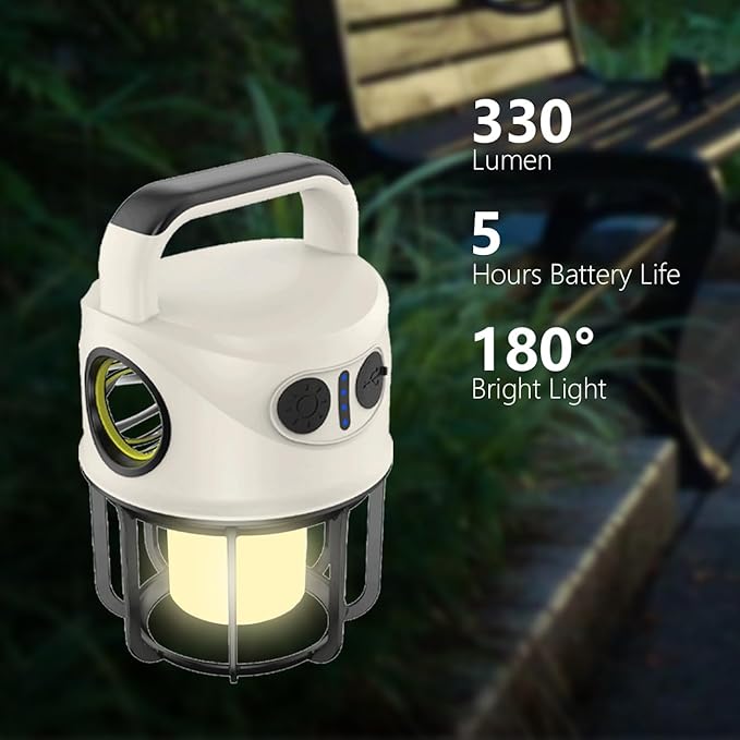 LED Camping Lantern Rechargeable, Portable LED Battery Powered Camping Light, Waterproof Tent Light with 6 Light Modes, 2400mAh Power Bank Lantern Flashlight for Hiking, Hurricane Emergency