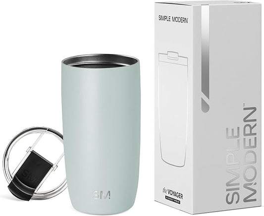 Simple Modern Travel Coffee Mug Tumbler with Flip Lid | Reusable Insulated Stainless Steel Cold Brew Iced Coffee Cup Thermos | Gifts for Women Men Him Her | Voyager Collection | 16oz | Sea Glass Sage
