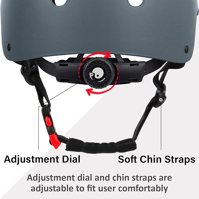 Skateboard Bike Helmet, Lightweight Adjustable, Multi-Sport for Bicycle Skate Scooter, 3 Sizes for Adult Youth & Kids