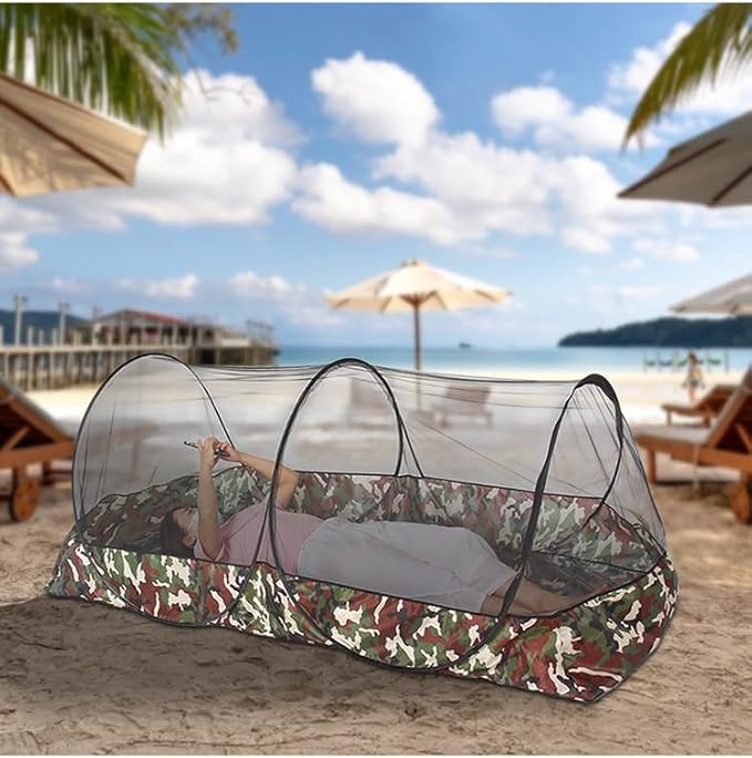 Pop Up Mosquito Tent 2-Person Large Portable Foldable Pop-up Screen Tent Mosquito Camping Net Tent for Double Persons Camping Hiking Outdoor Installation-Free (Camouflage)