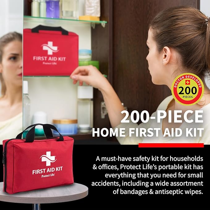Protect Life Survival First Aid Kit for Home/Business, Camping Survival Kits | Mini Travel First Aid Kit | Camping Equipment | Small Kits for Car | Outdoor Emergency Survivals Pack