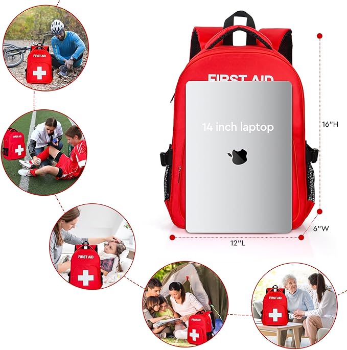 Empty First Aid Backpack, Emergency Medical Backpack with Multi-Pocket, Water-proof First Aid Bag Emergency Medical Bag, Nice for Outdoor Hiking Travel Field Trips Camping