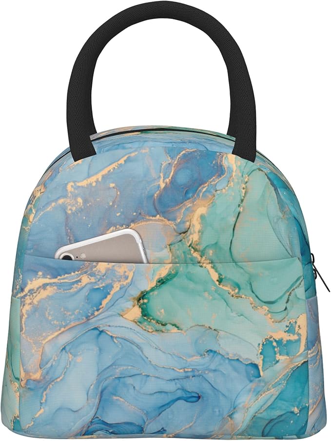 Blue Marble Lunch Bag Lunch Box for Women Men Boys Girls, Reusable Insulated Lunch Tote Bag, Leakproof Thermal Cooler Sack Food Handbags High Capacity for Work School Picnic Camping Gifts