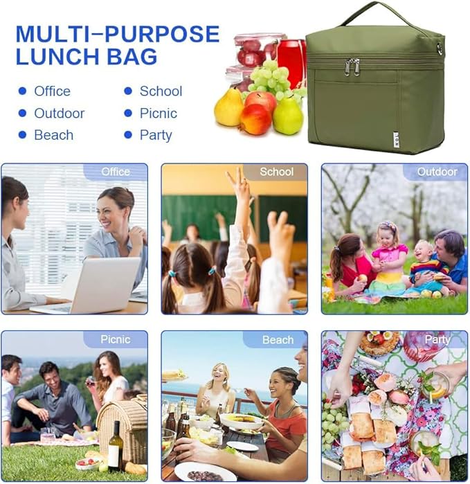 NOL Natural Organic Lifestyle Insulated Lunch Bags for Women Cooler Bag Lightweight Nylon Waterproof Lunch Box For Work