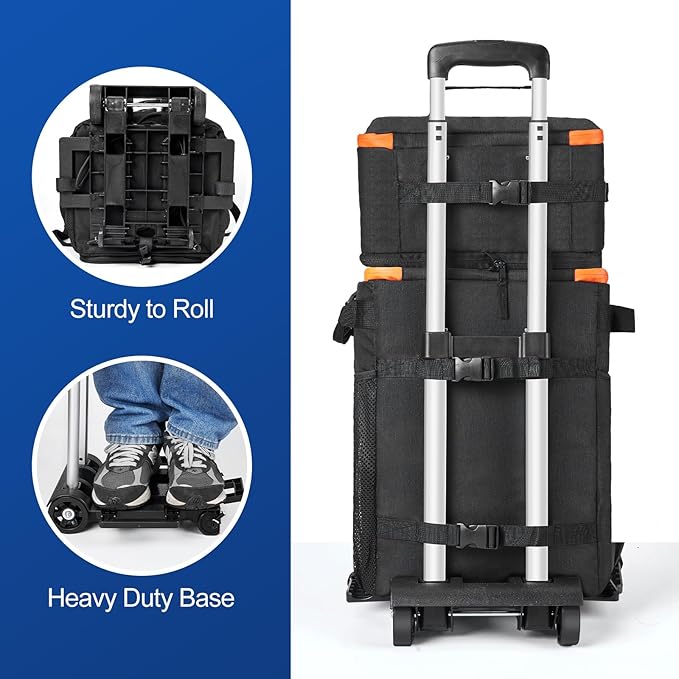 Odoland 48/72 Cans Soft Cooler with Wheels and Handle Collapsible Ice Chest Rolling Coolers on Wheels for Beach Camping Travel and Picnic