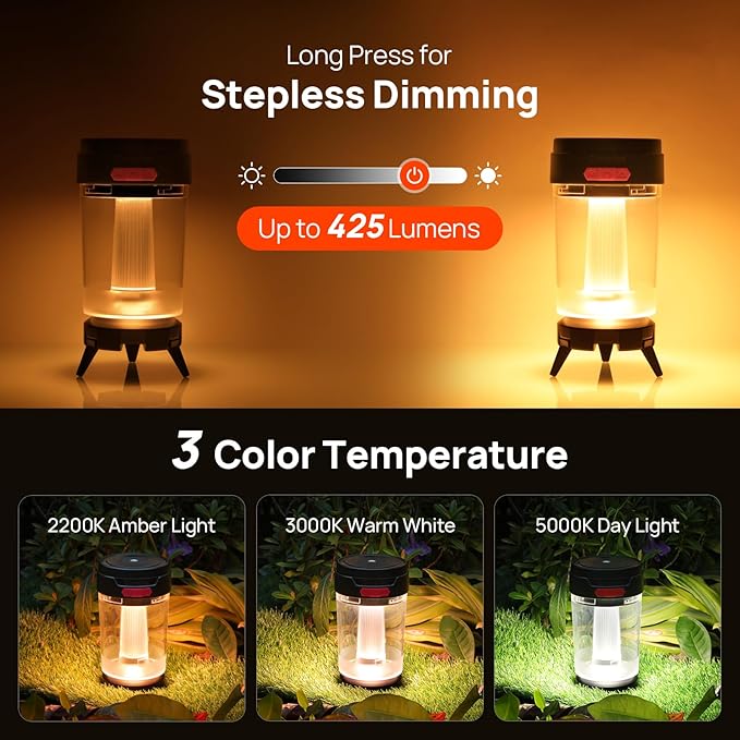 Consciot LED Camping Lantern, USB-C Rechargeable, 5 Light Modes 3 Color Temperatures 4400mAh Battery | Disassembly Free Design & Magnetic | Dimmable Flash Light & Night Light for Indoor and Outdoor