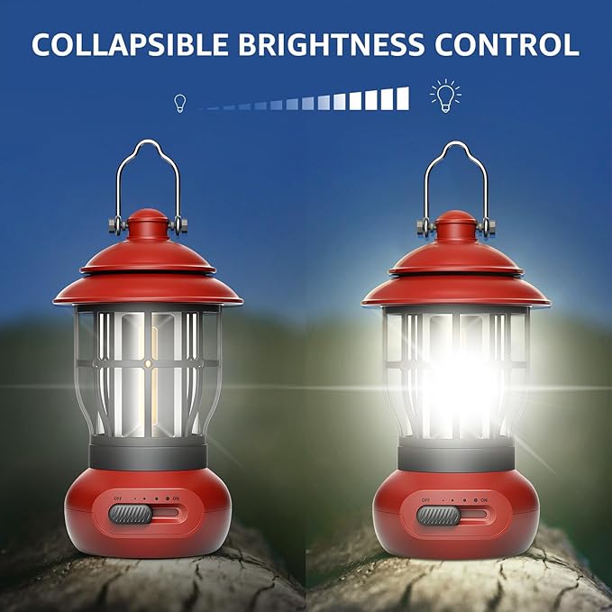 Camping Lamp, COB Lantern for Power Outage, Emergency Supplies, Suitable for Indoor and Outdoor, Portable Red