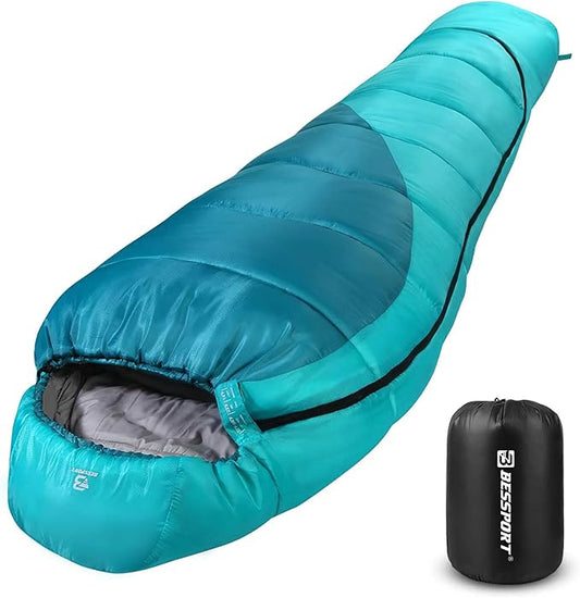 Bessport Mummy Sleeping Bag | 15-45 ℉ Extreme 3-4 Season Sleeping Bag for Adults Cold Weather– Warm and Washable, for Hiking Traveling & Outdoor Activities